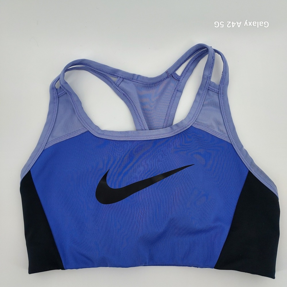 Nike Dri Fit Sports Bra Blue Black Racerback‎ Athletic Workout Size S